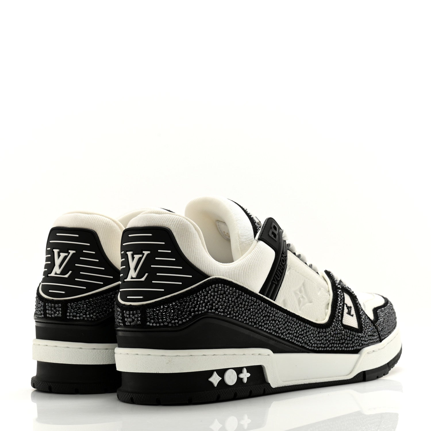 Louis Vuitton Calfskin Monogram Crystal Mens LV Trainer Sneakers 9.5 Black 4 of 9