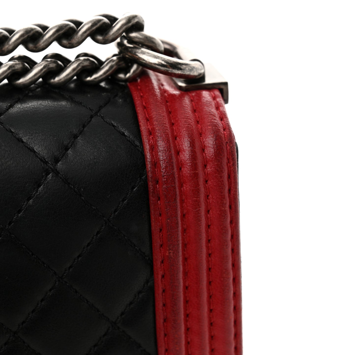 Calfskin Quilted Mini Boy Flap Black Red