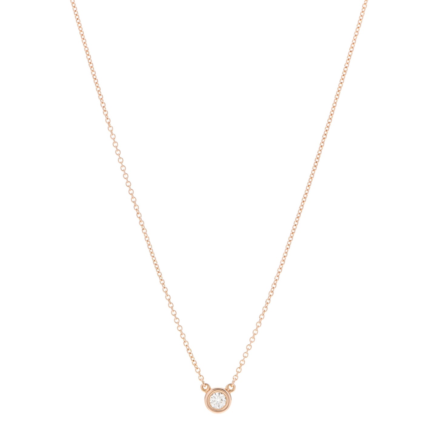 18K Rose Gold Diamond .17ct Elsa Peretti Diamonds by the Yard Pendant Necklace