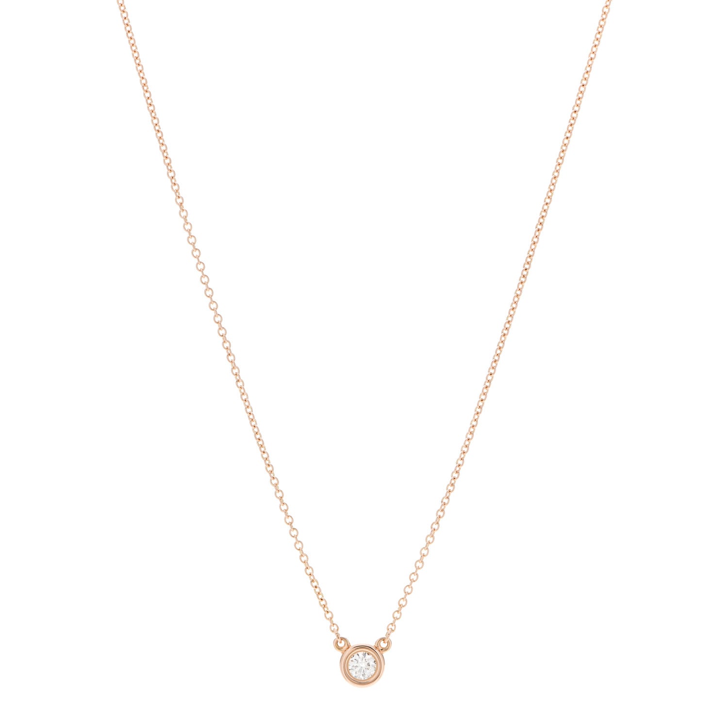 Tiffany 18K Rose Gold Diamond .17ct Elsa Peretti Diamonds by the Yard Pendant Necklace 1 of 7