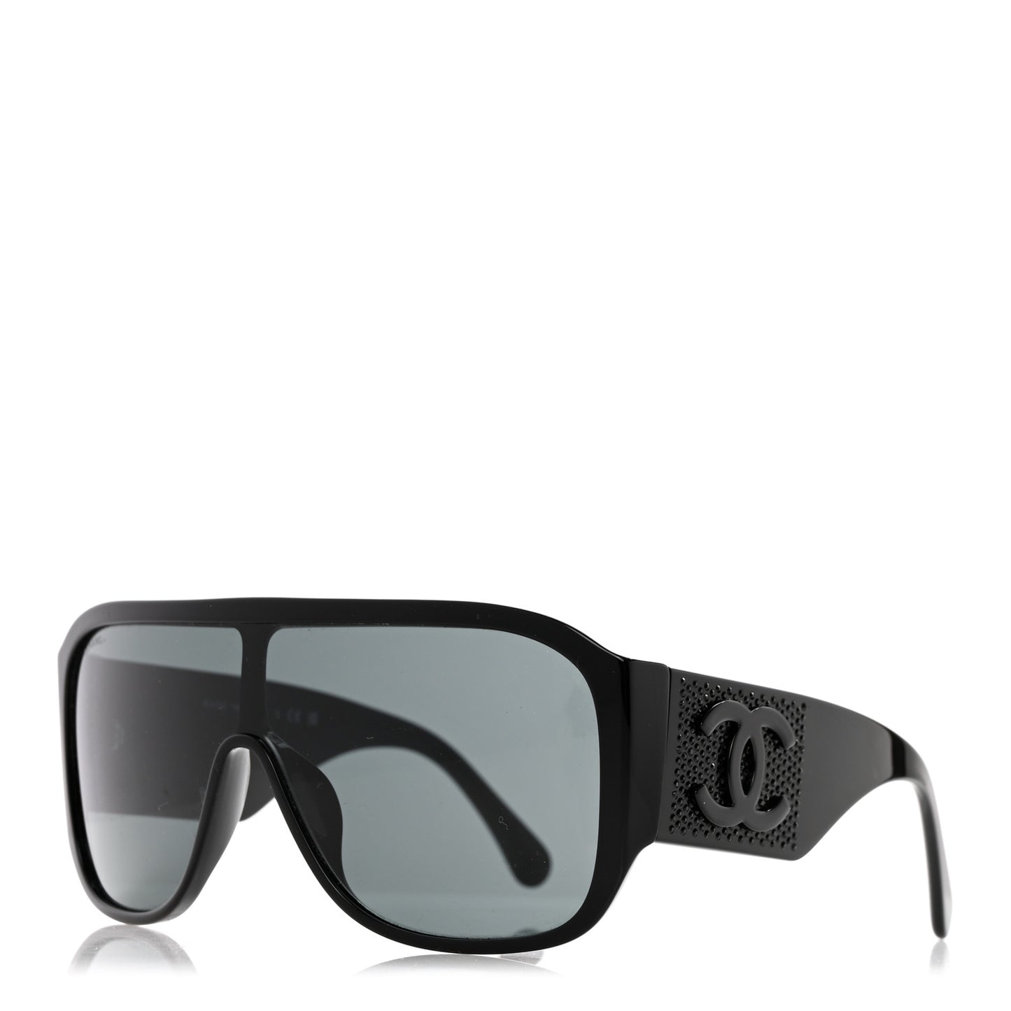 Acetate Crystal CC Shield Sunglasses 5466-B-A Black