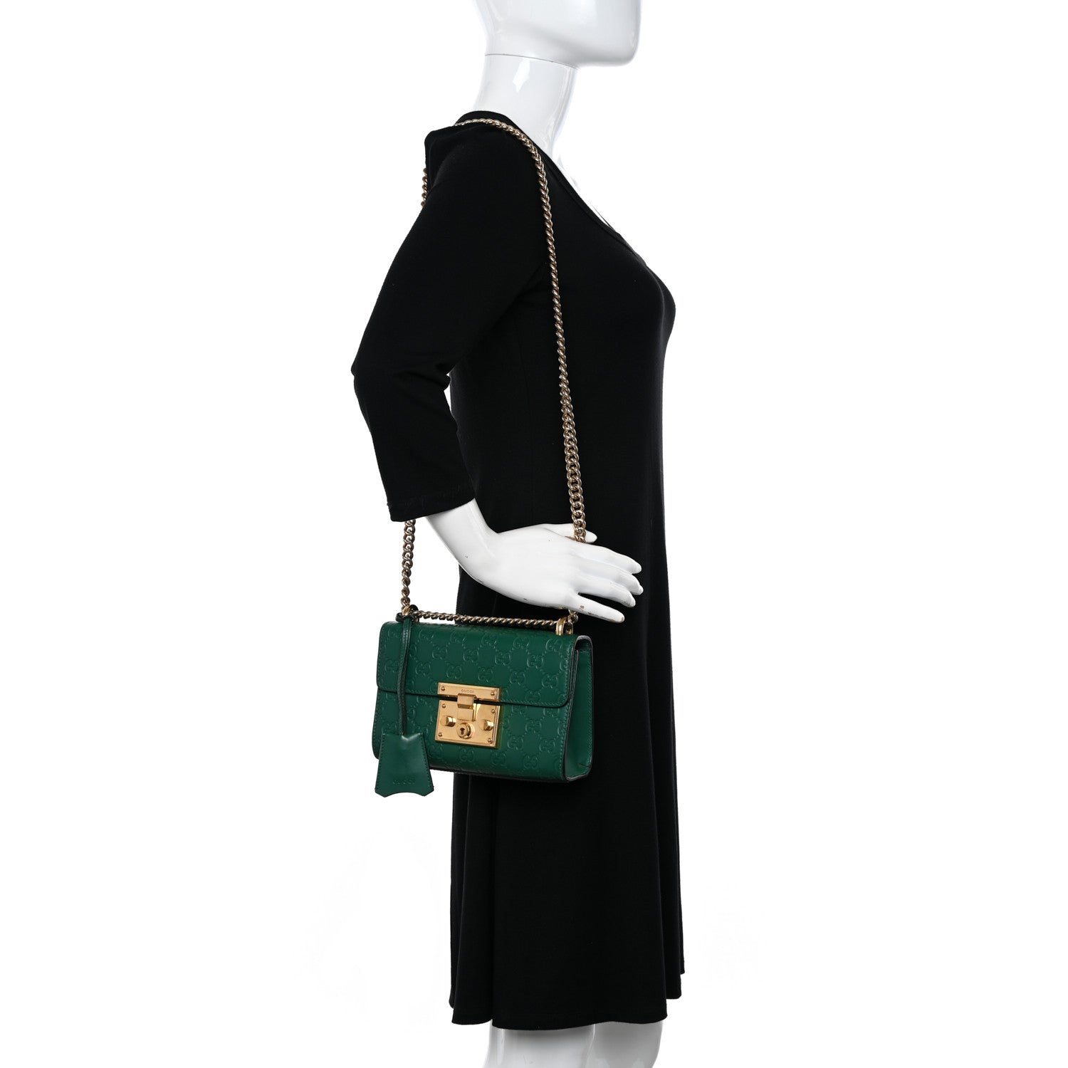 Gucci Guccissima Small Padlock Shoulder Bag Emerald 2 of 15