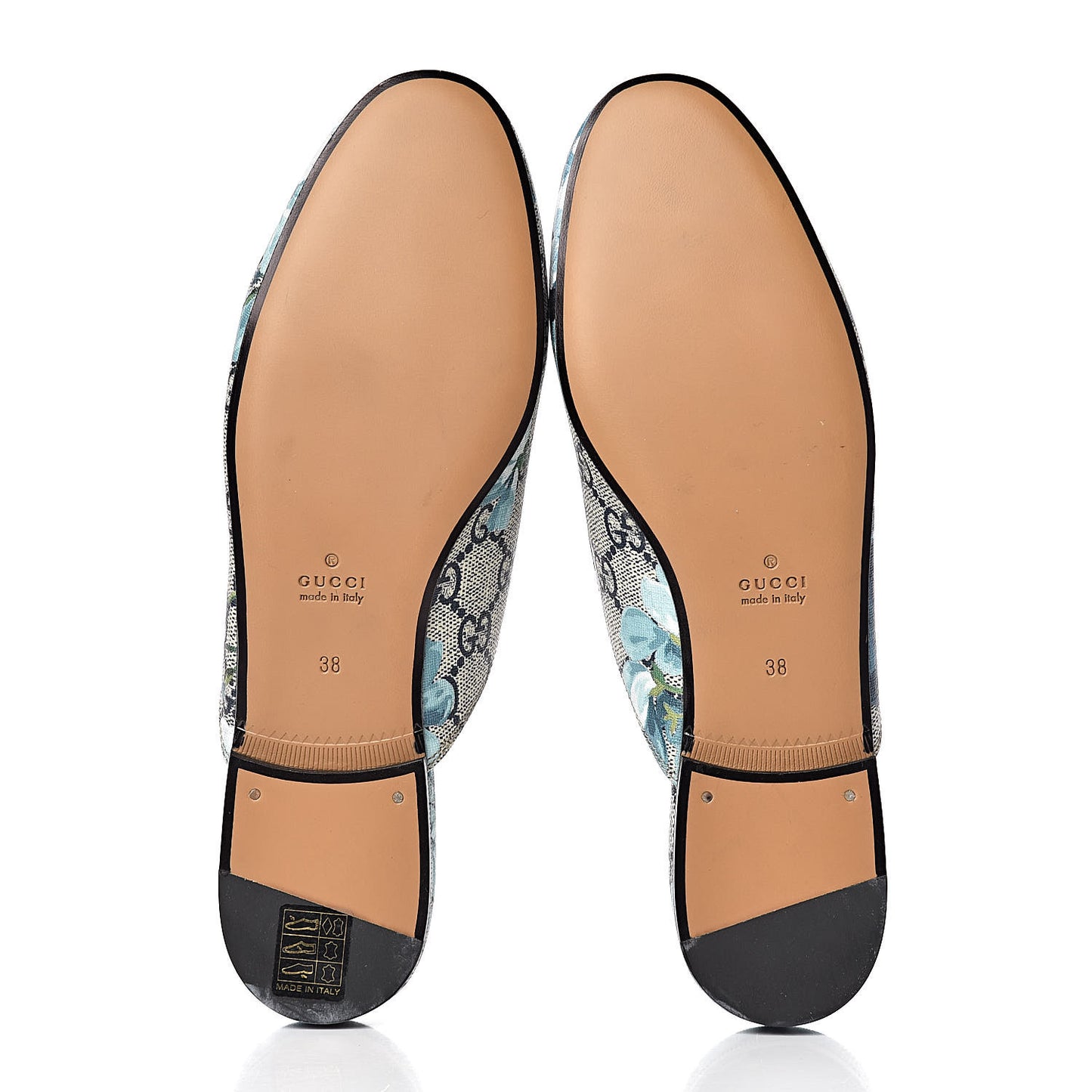 GG Supreme Monogram Blooms Womens Princetown Slippers 38 Beige Blue Navy Hibiscus Red