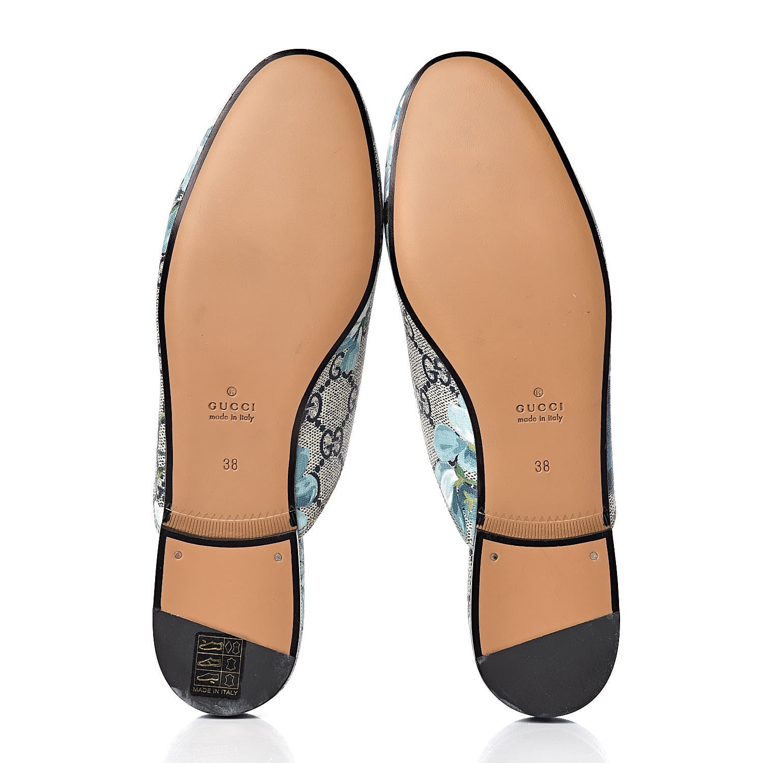 Gucci GG Supreme Monogram Blooms Womens Princetown Slippers 38 Beige Blue Navy Hibiscus Red 5 of 11