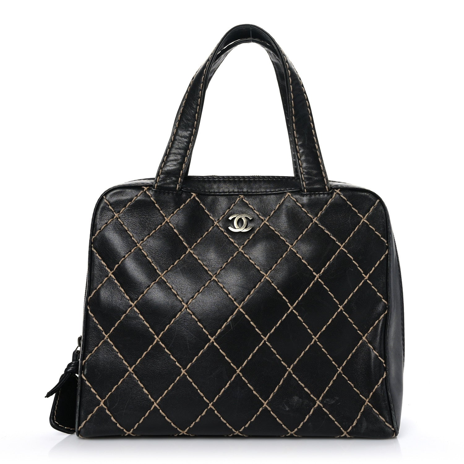 Chanel Calfskin Wild Stitch Vertical Top Handle Bag Black 1 of 10