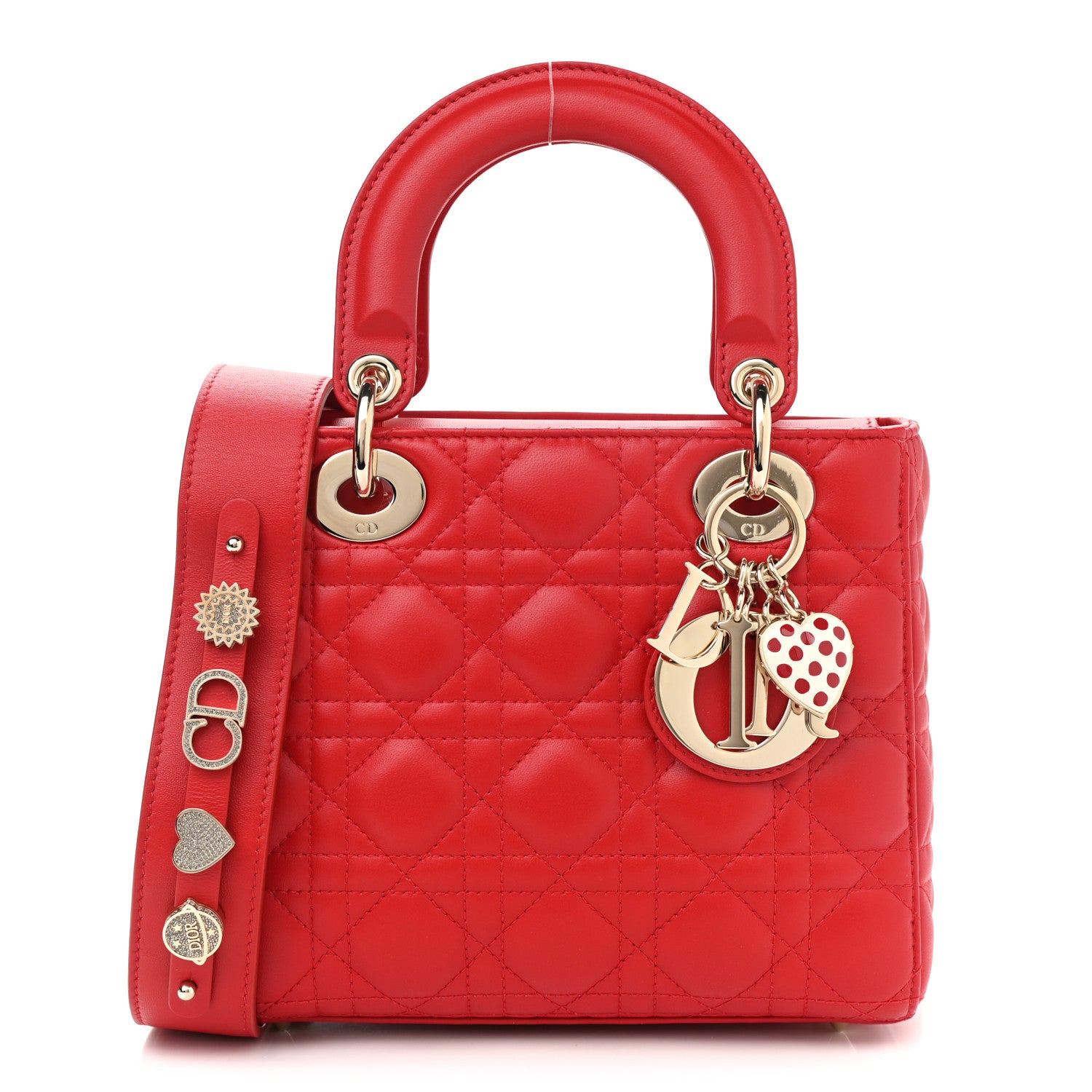 Christian Dior Lambskin Cannage Small My ABCDior Lady Dior Red 1 of 9
