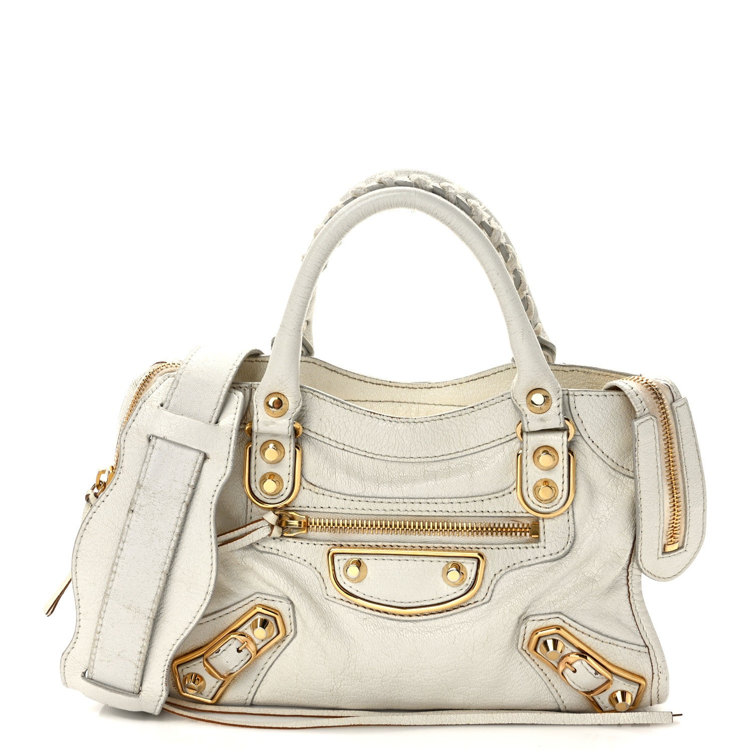Balenciaga Chevre Gold Metallic Edge Hardware Mini City White 1 of 11