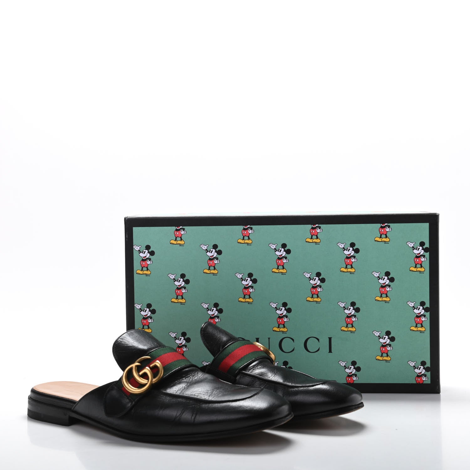 Gucci Goatskin Web GG Mens Princetown Slippers 9 Black 9 of 9