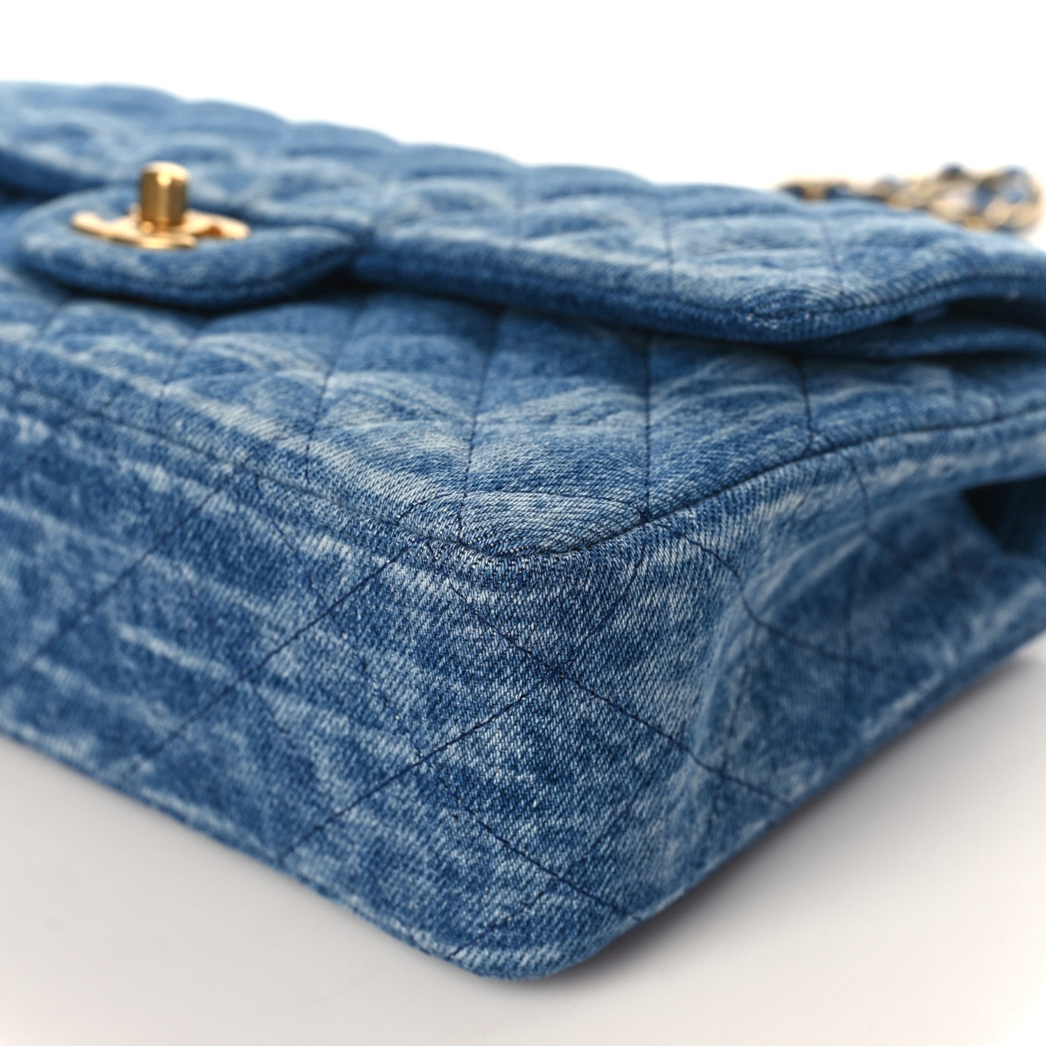 Chanel Denim Quilted Medium Double Flap Blue 9 of 10