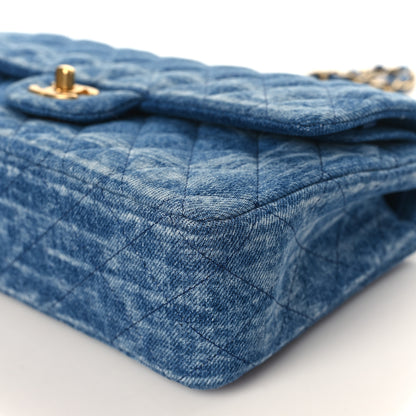 Chanel Denim Quilted Medium Double Flap Blue 9 of 10