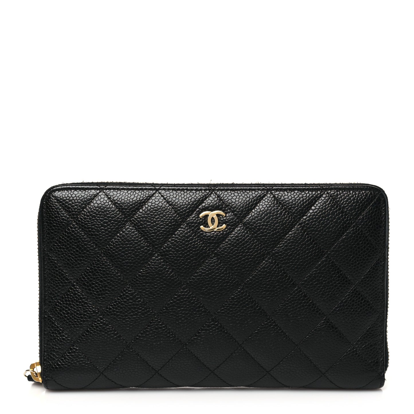 Caviar Quilted Large Zip Around Organizer Wallet Black