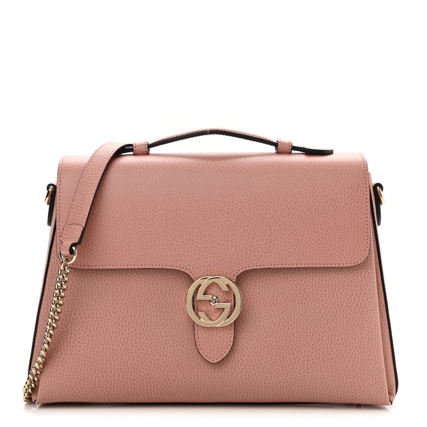 Gucci Dollar Calfskin Medium Interlocking G Top Handle Shoulder Bag Soft Pink 1 of 8