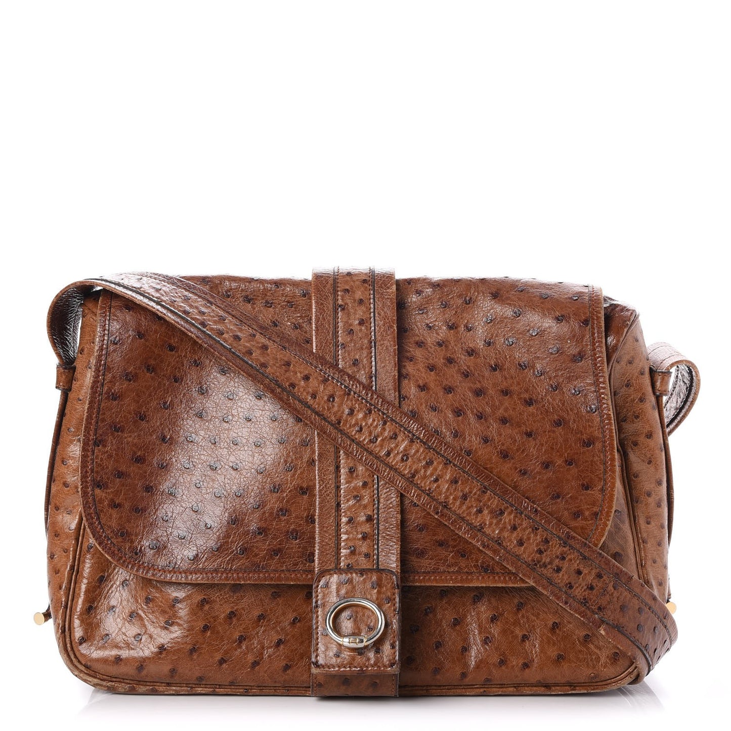 Ostrich Noumea Flap Bag Gold