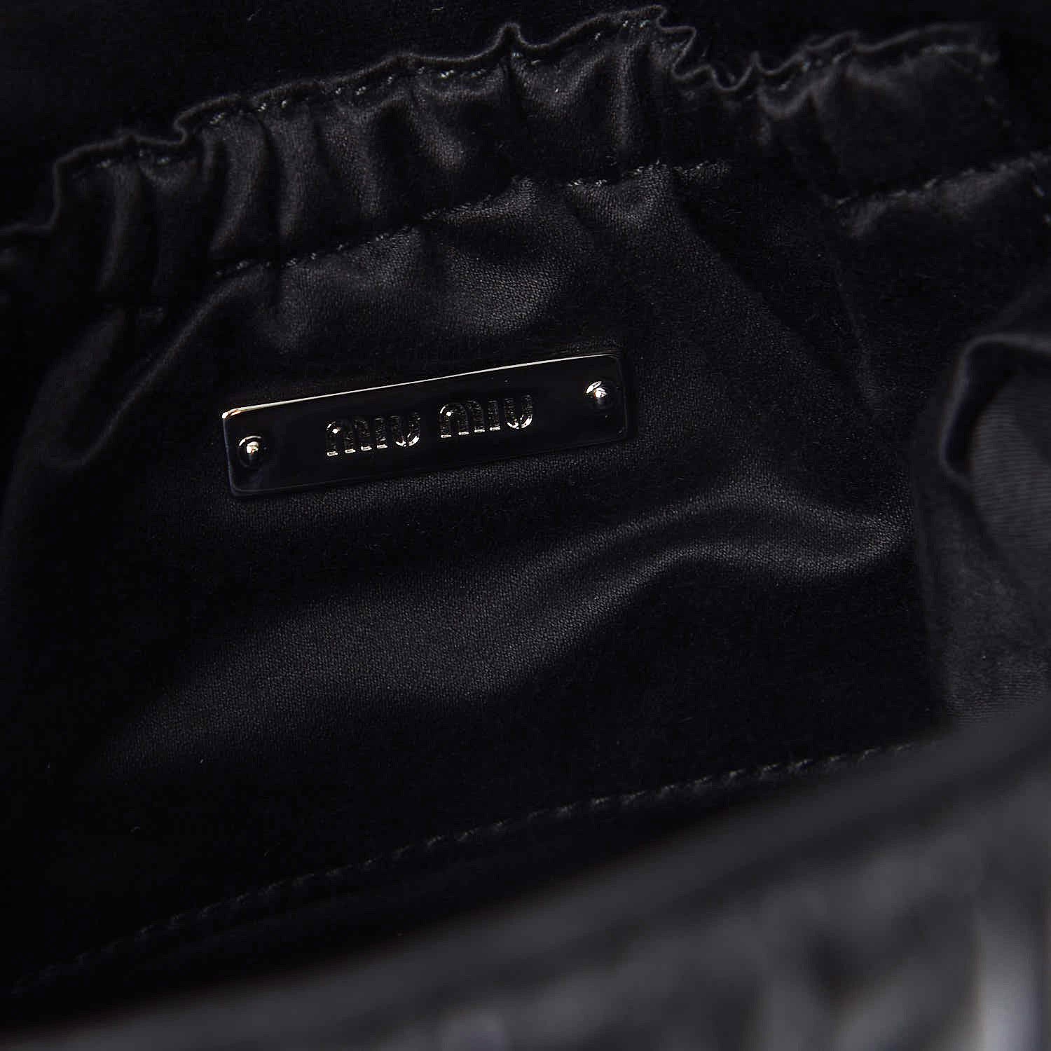 Miu Miu Nappa Matelasse Crystal Flap Clutch Black 7 of 9