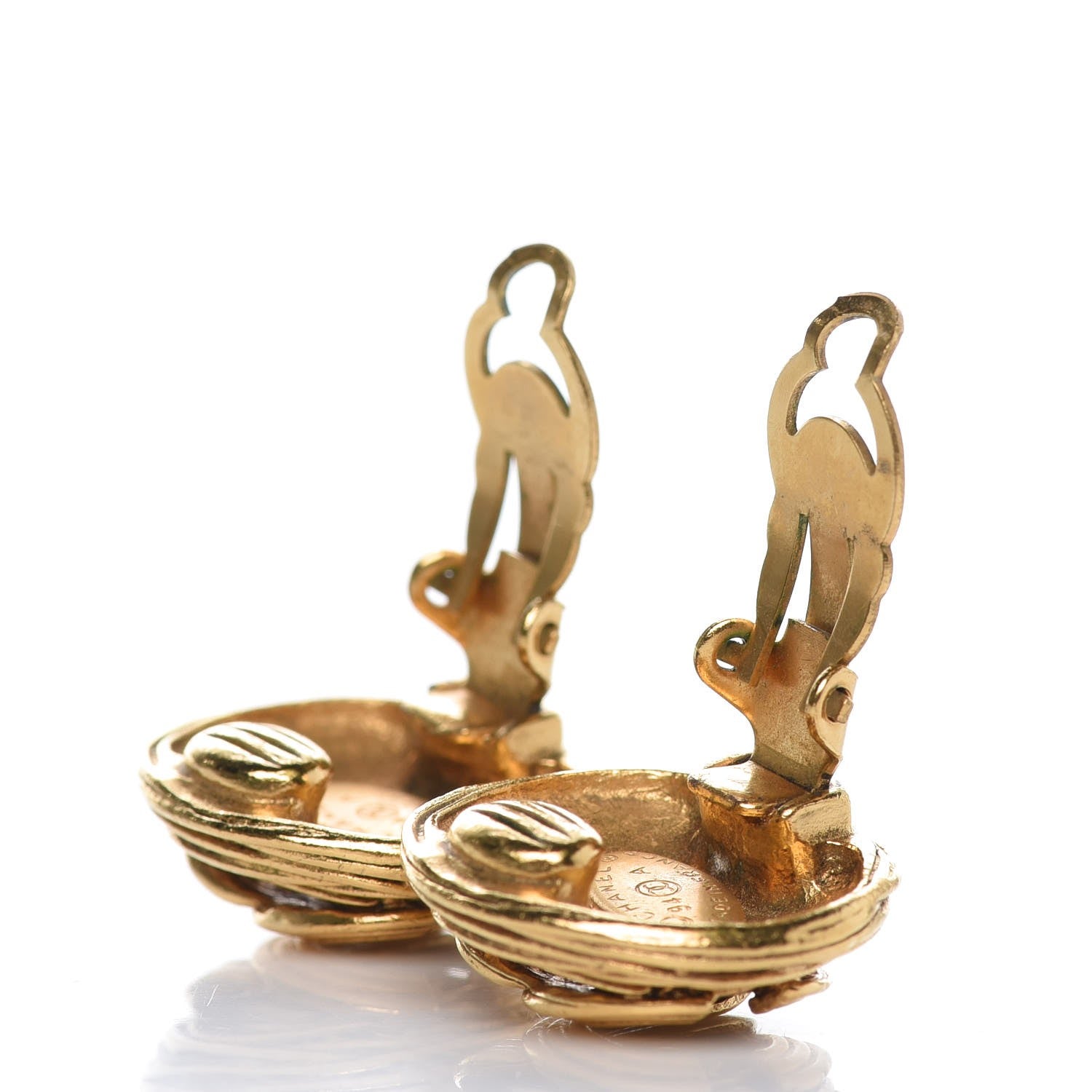 Chanel CC Button Clip On Earrings Gold 3 of 4