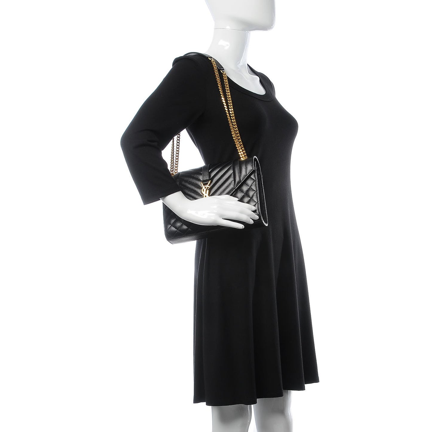 Grain De Poudre Textured Mixed Matelasse Triquilt Medium Monogram Satchel Black
