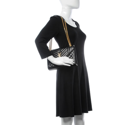 Saint Laurent Grain De Poudre Textured Mixed Matelasse Triquilt Medium Monogram Satchel Black 3 of 8
