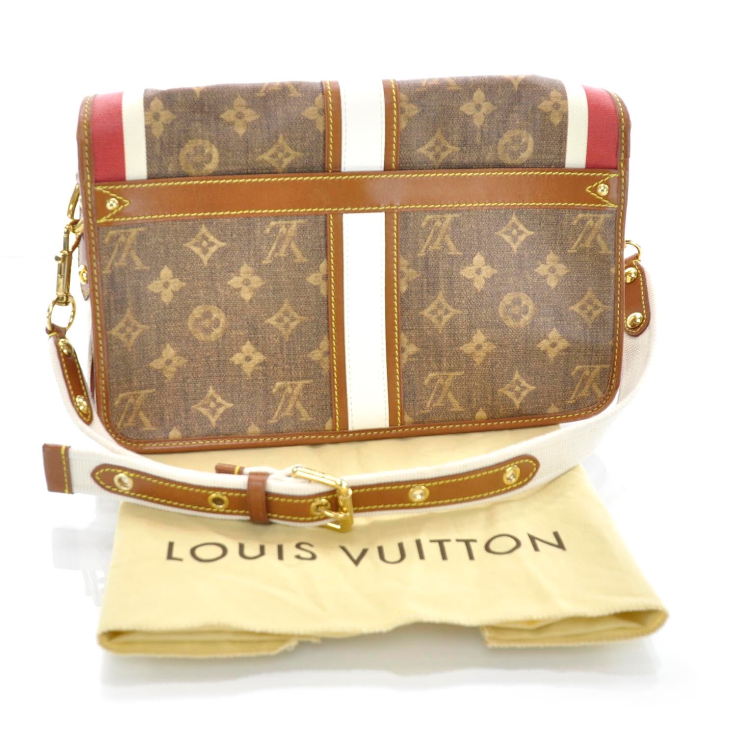 Louis Vuitton Monogram Rayures Tisse Clutch Red 3 of 9