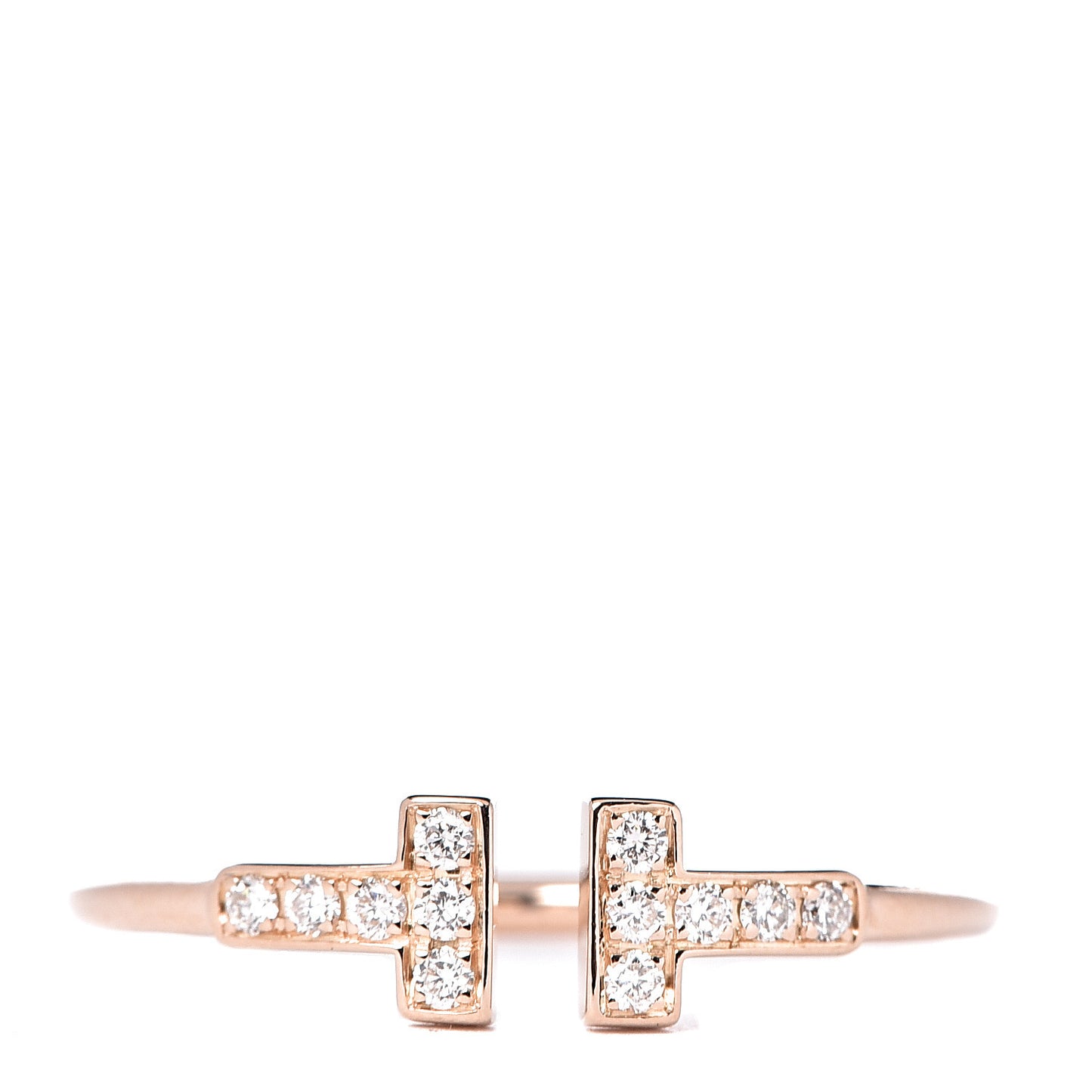 18K Rose Gold Diamond T Wire Ring 63 10.5