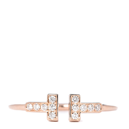 Tiffany 18K Rose Gold Diamond T Wire Ring 63 10.5 2 of 10
