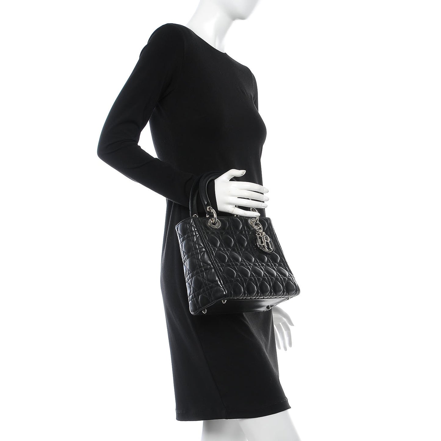 Lambskin Cannage Medium Lady Dior Black