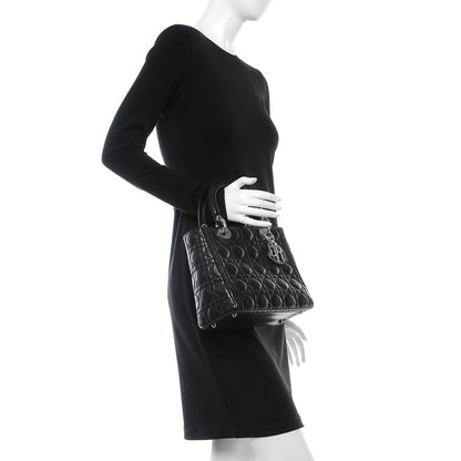 Christian Dior Lambskin Cannage Medium Lady Dior Black 2 of 8