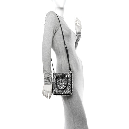 Prada Satin Crystal Metal Triangle Logo Small Double Handle Crossbody Tote Metal 2 of 10
