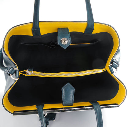 Fendi Calfskin Medium 2Jours Tote Blue Notte Yellow 5 of 7