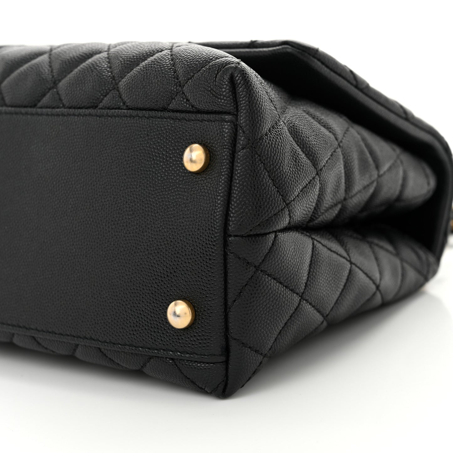 Caviar Quilted Small Coco Handle Flap Black