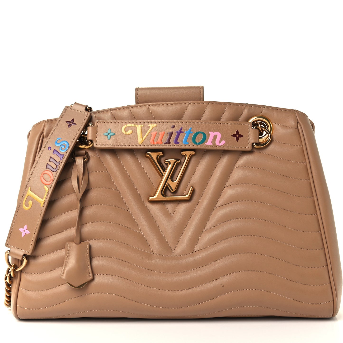 Calfskin New Wave Chain Tote Noisette