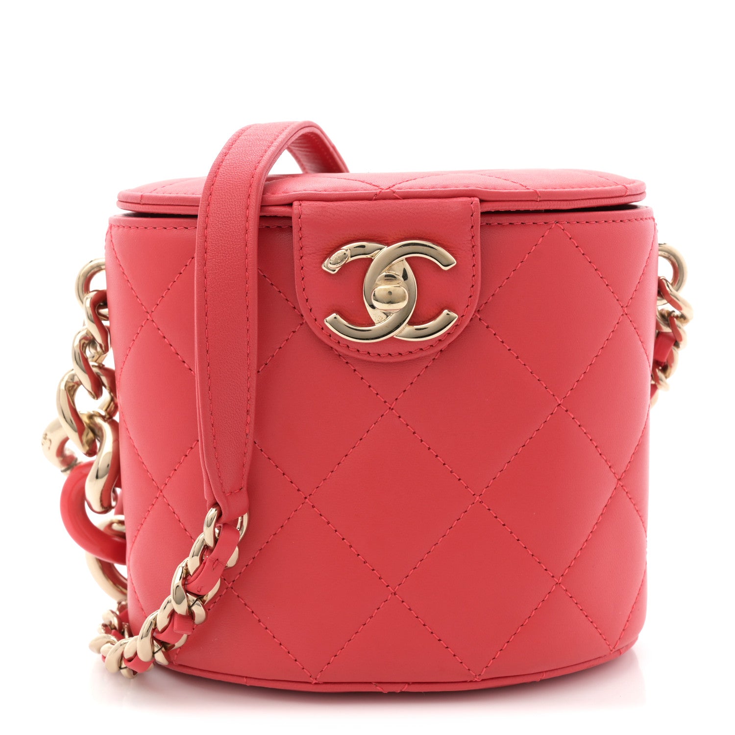 Chanel Lambskin Resin Elegant Chain Vanity Case Red 1 of 10