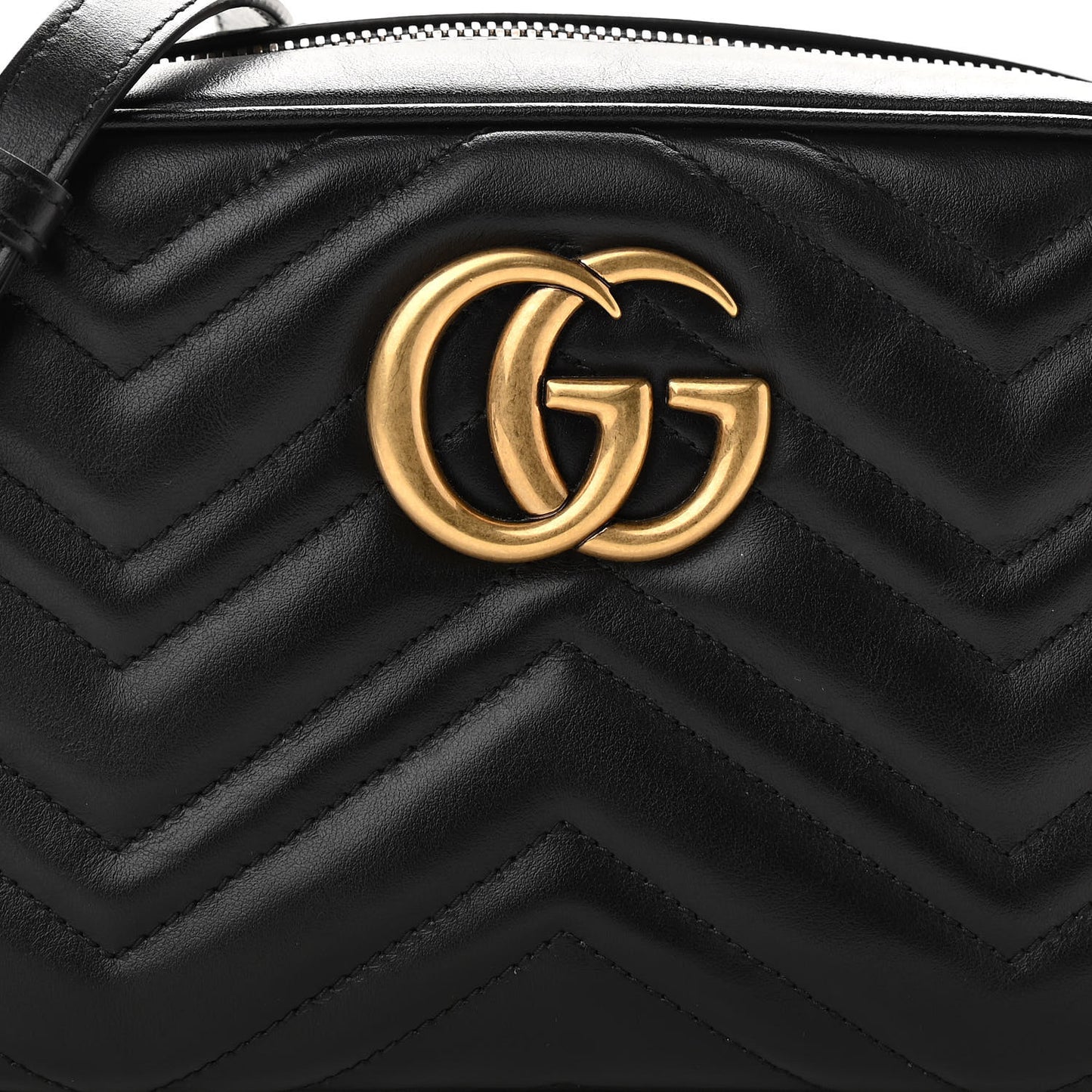 Calfskin Matelasse Small GG Marmont Chain Shoulder Bag Black