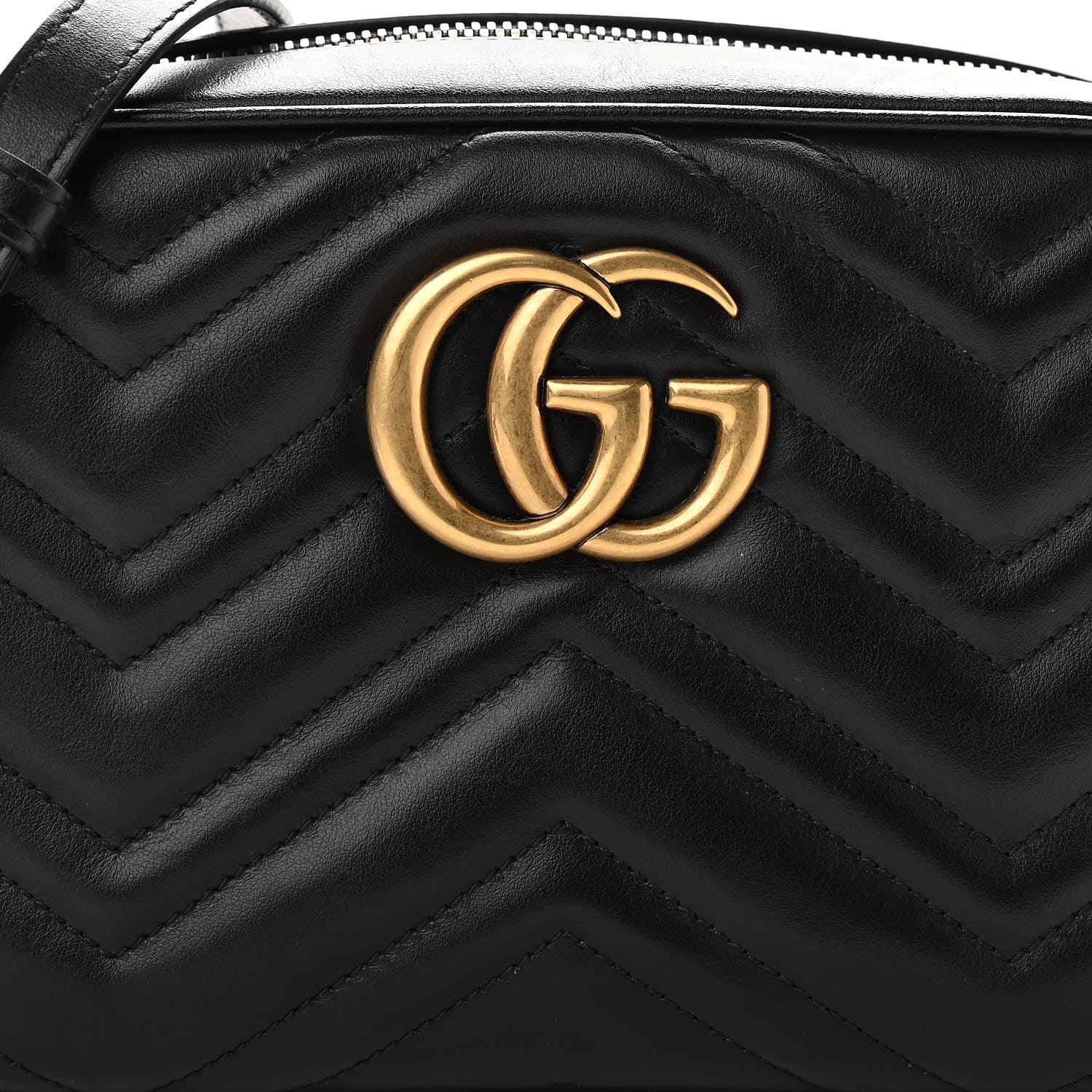 Gucci Calfskin Matelasse Small GG Marmont Chain Shoulder Bag Black 8 of 11