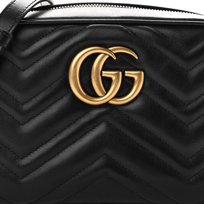 Gucci Calfskin Matelasse Small GG Marmont Chain Shoulder Bag Black 8 of 11