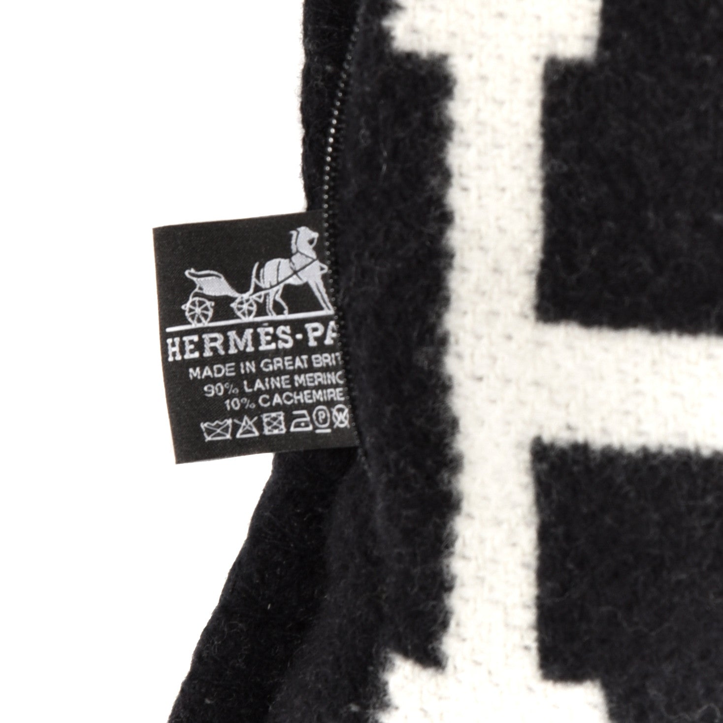 Hermes Wool Cashmere Avalon III Pillow PM Ecru Black 3 of 3