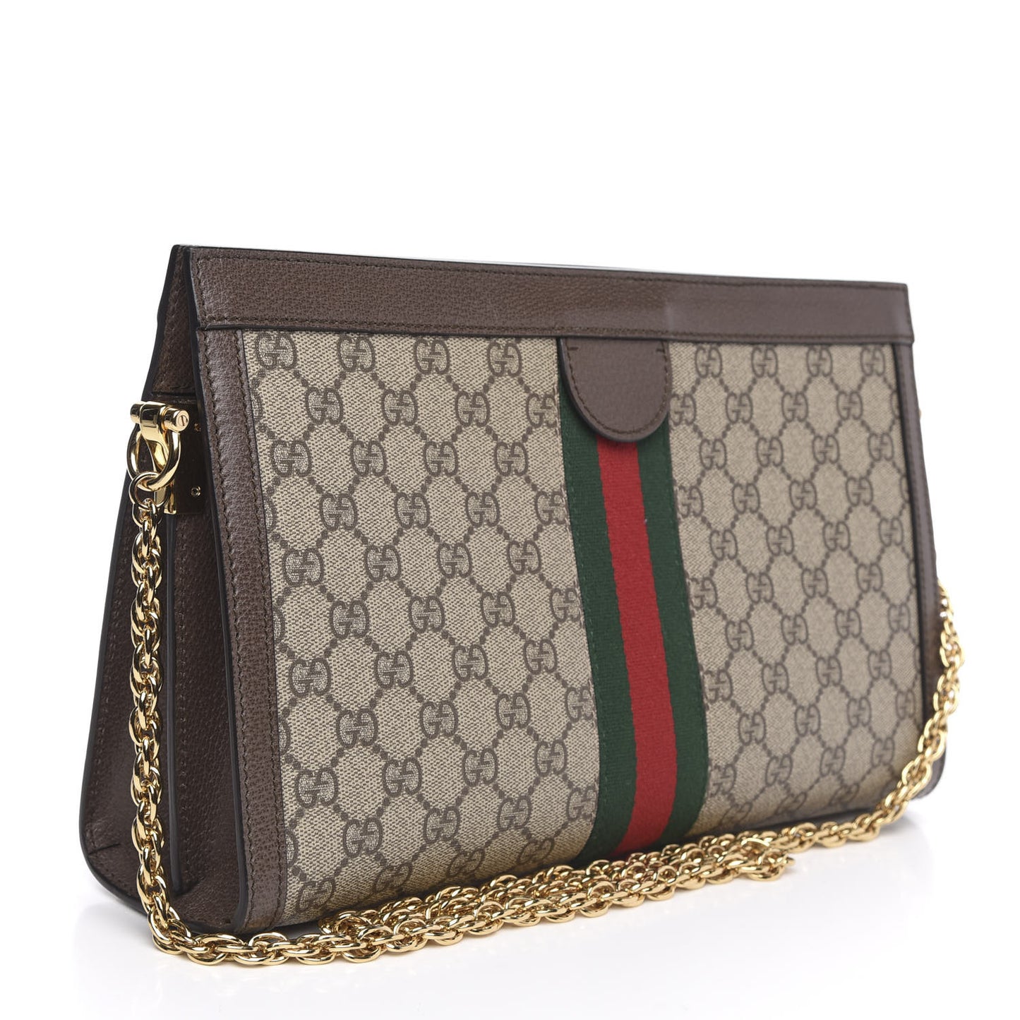 GG Supreme Monogram Web Medium Ophidia Chain Shoulder Bag Brown