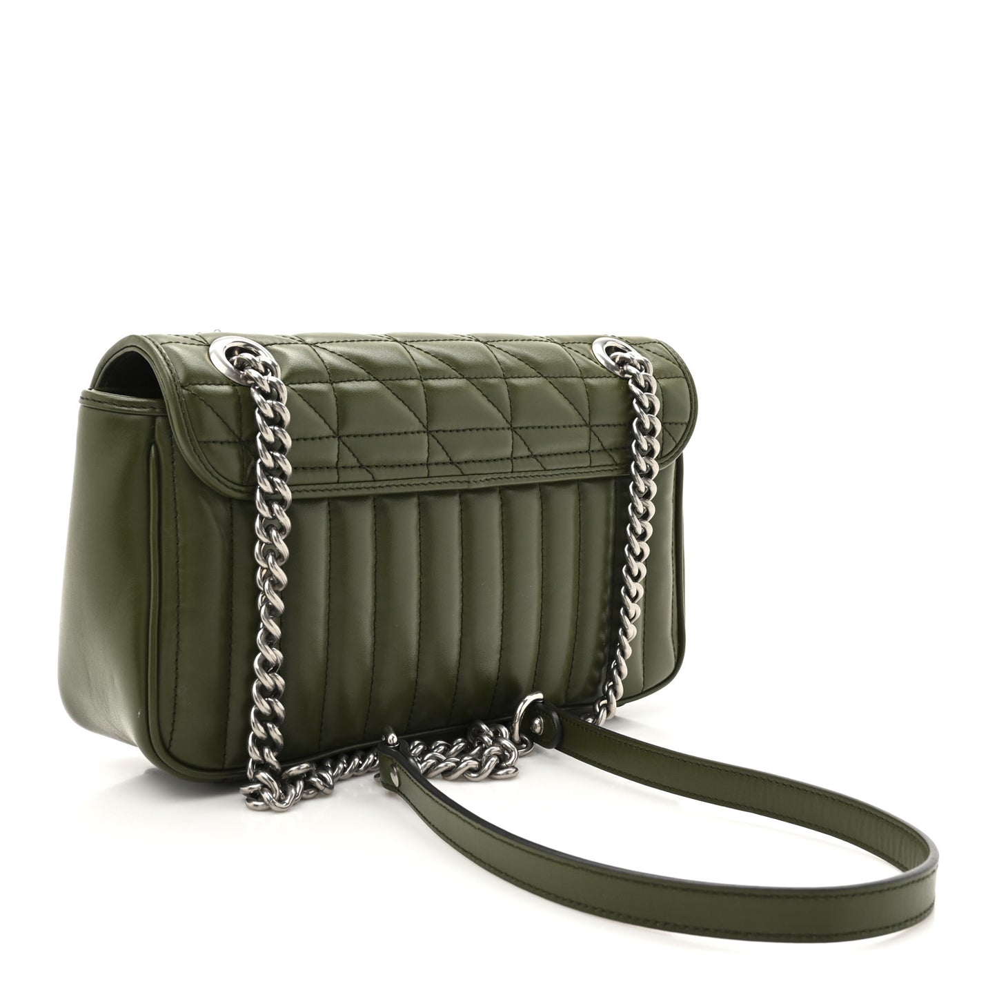 Calfskin Matelasse Aria Small GG Marmont Shoulder Bag Military Wood