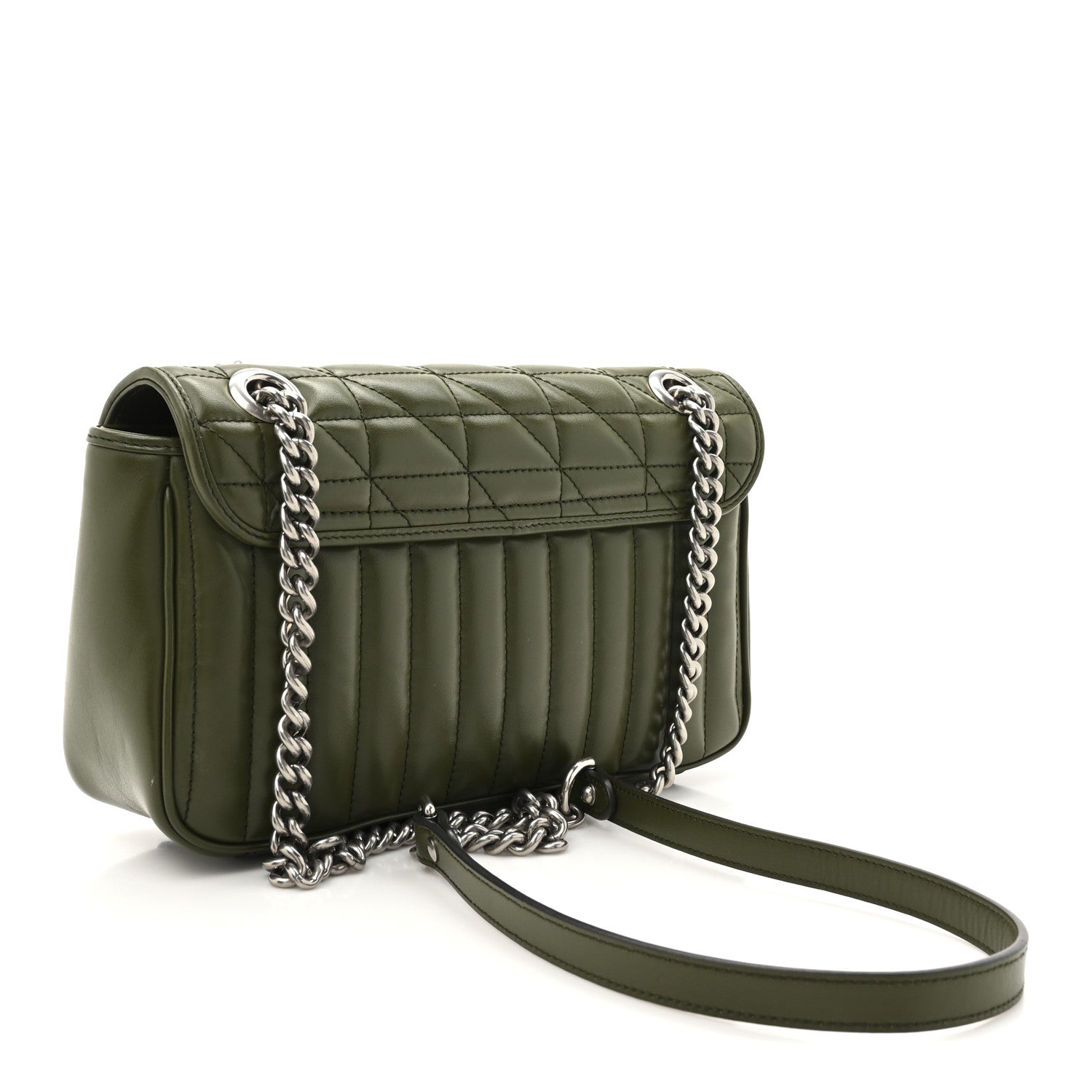 Gucci Calfskin Matelasse Aria Small GG Marmont Shoulder Bag Military Wood 3 of 11