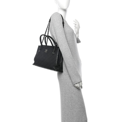 Chanel Grained Vegetal Calfskin Small Urban Shopping Tote Black 3 of 15