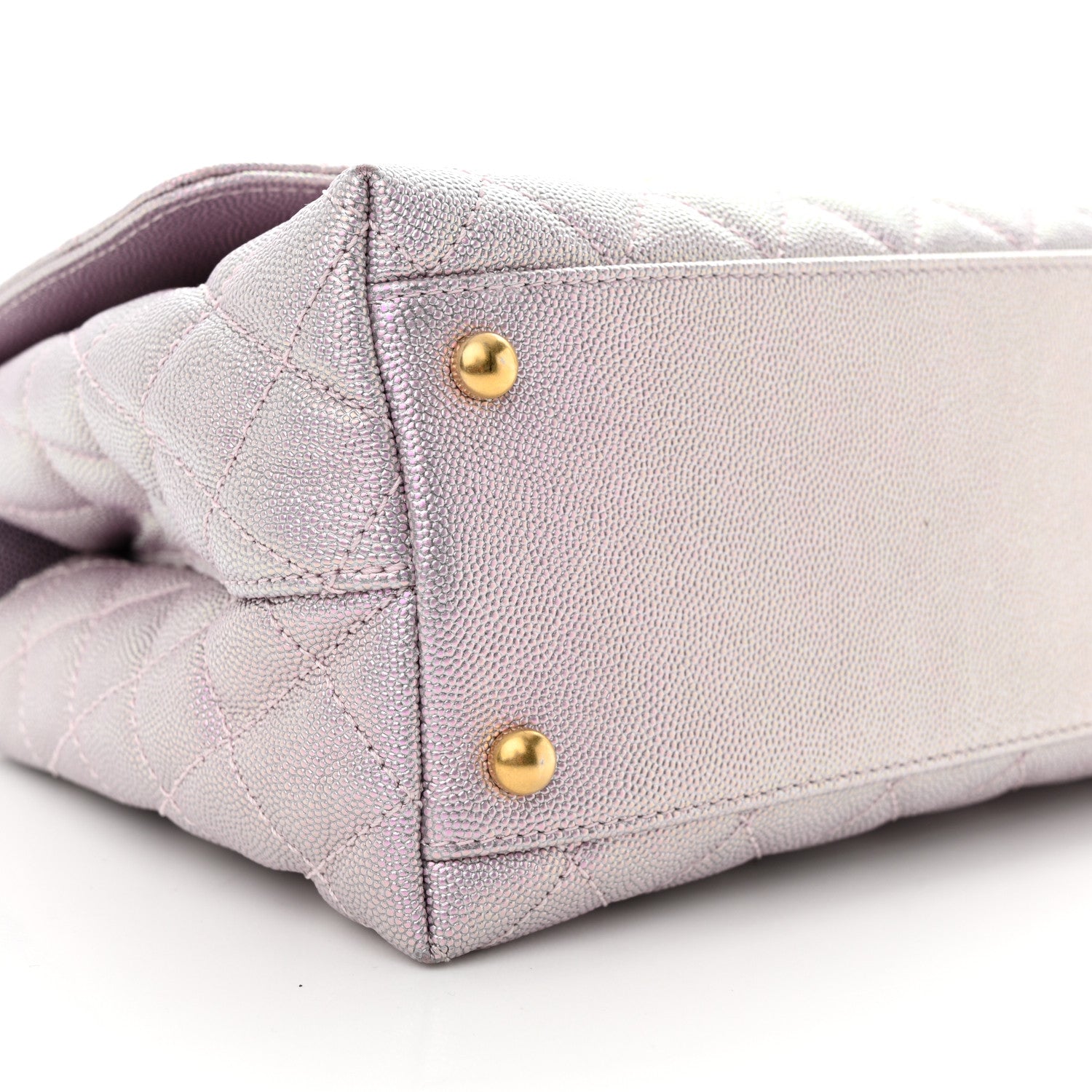 Chanel Metallic Caviar Quilted Small Coco Handle Flap Light Pink 9 of 12