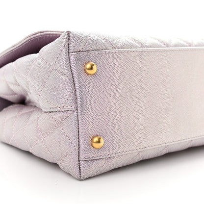 Chanel Metallic Caviar Quilted Small Coco Handle Flap Light Pink 9 of 12