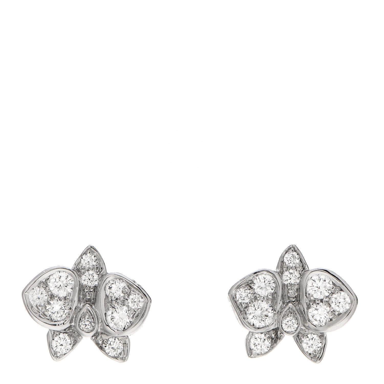 Cartier 18K White Gold Diamond Caresse D'Orchidees Par Cartier Earrings 1 of 5