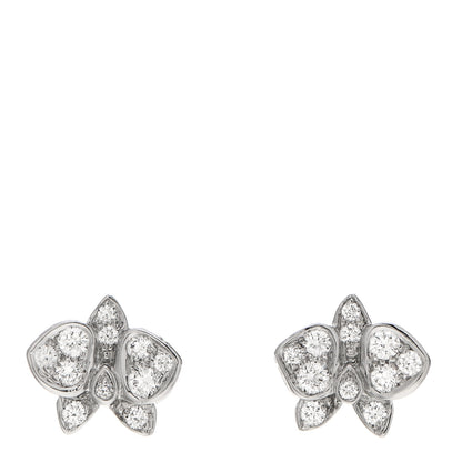 Cartier 18K White Gold Diamond Caresse D'Orchidees Par Cartier Earrings 1 of 5