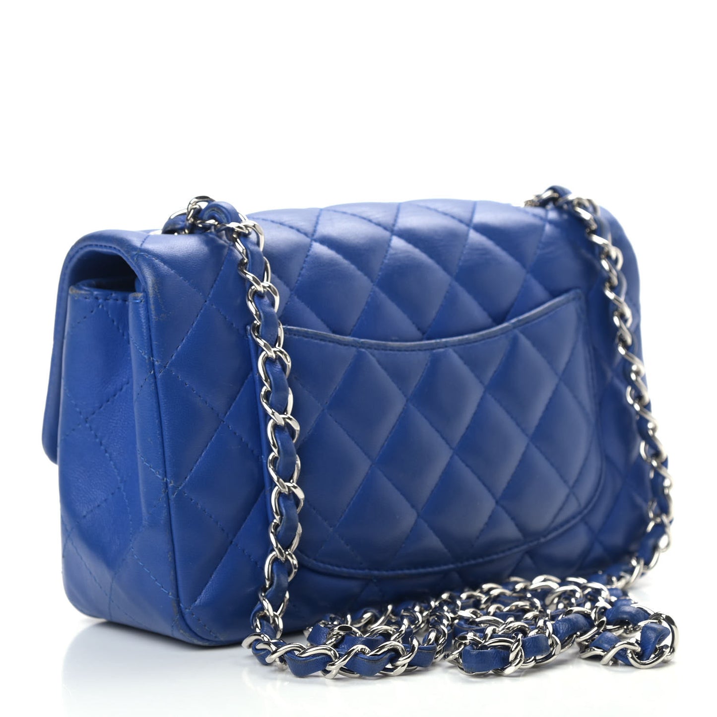 Lambskin Quilted Mini Rectangular Flap Blue