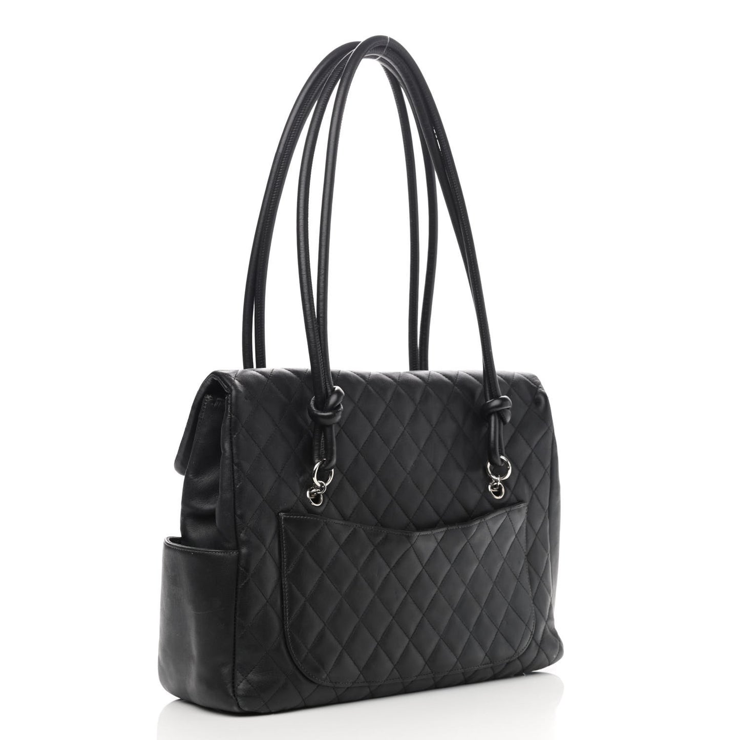 Calfskin Quilted Large Cambon Flap Black White