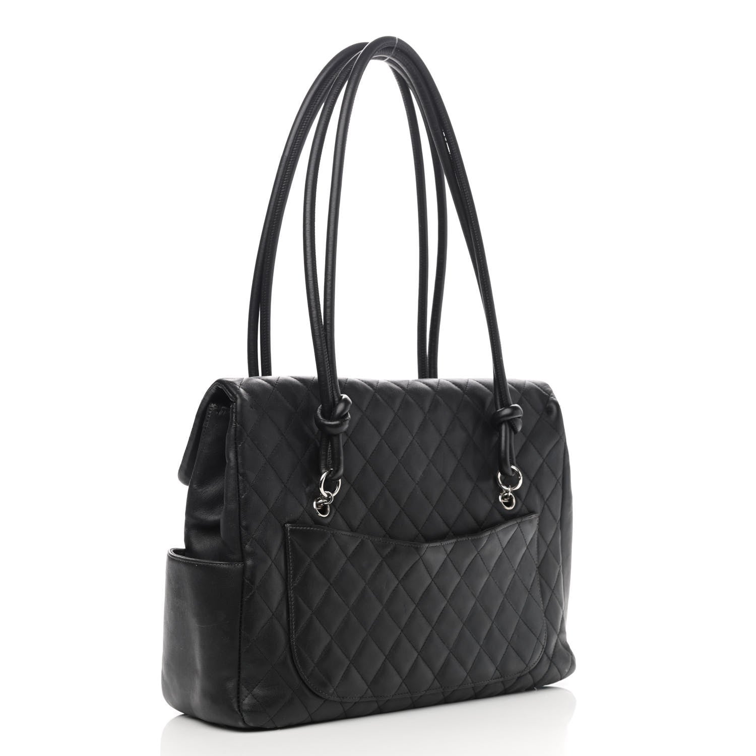 Chanel Calfskin Quilted Large Cambon Flap Black White 3 of 11
