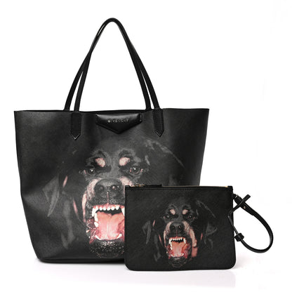 Givenchy Textured Coated Canvas Rottweiler Print Antigona Tote Black 2 of 7