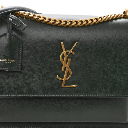 Saint Laurent Calfskin Medium Monogram Sunset New Vert Fonce 7 of 9