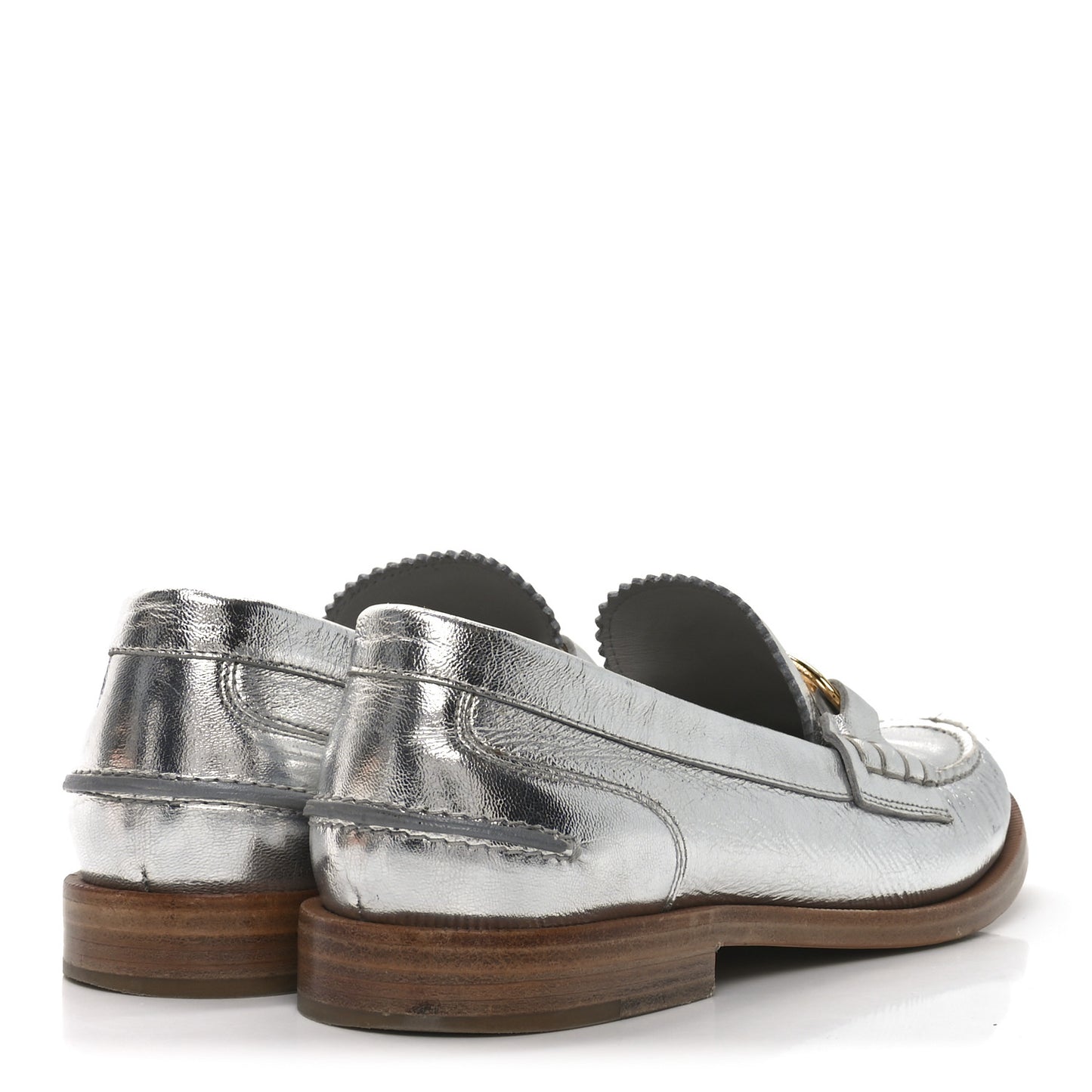 Metallic Vitello Womens O'Lock Loafers 38 Argento