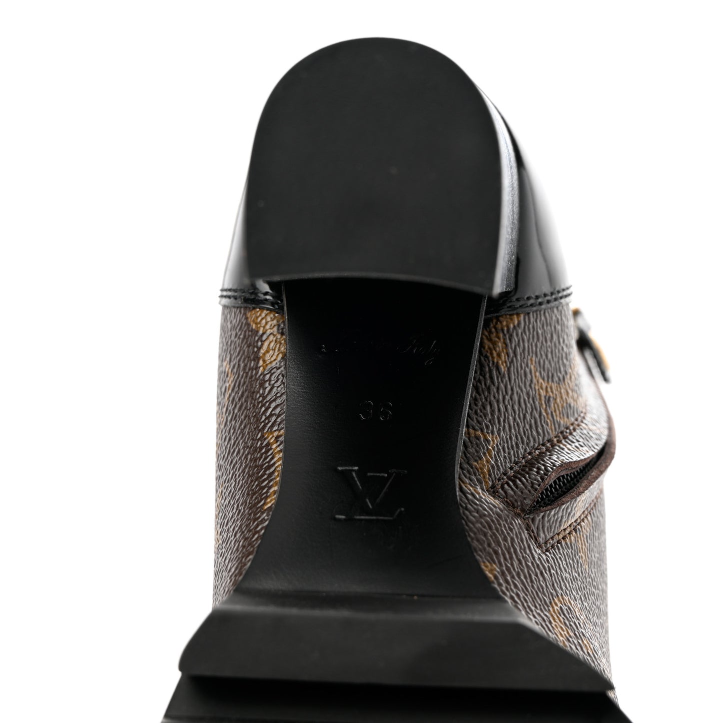 Patent Calfskin Monogram Star Trail Ankle Boots 36 Black
